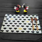 DaDa Bedding Set of 4-Pieces Valentine's day Yellow & Black Hearts Tapestry Dining Table Placemats 13” x 19” (18113)-4