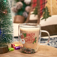 Set of 2 Holly Jolly Christmas Design Tumbler Mugs - 9.5 oz-0