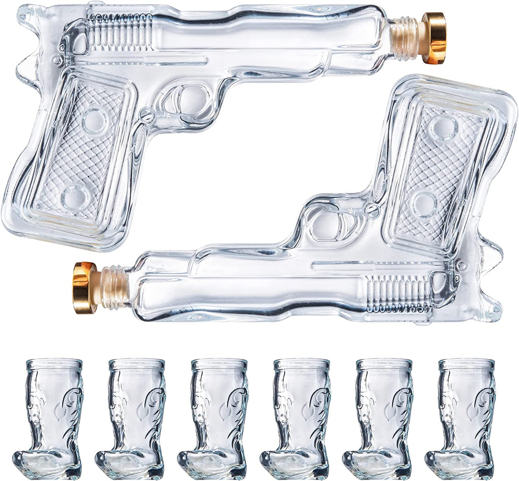 Pistol & Shotglasses Decanter Party Serving Holster Set-4