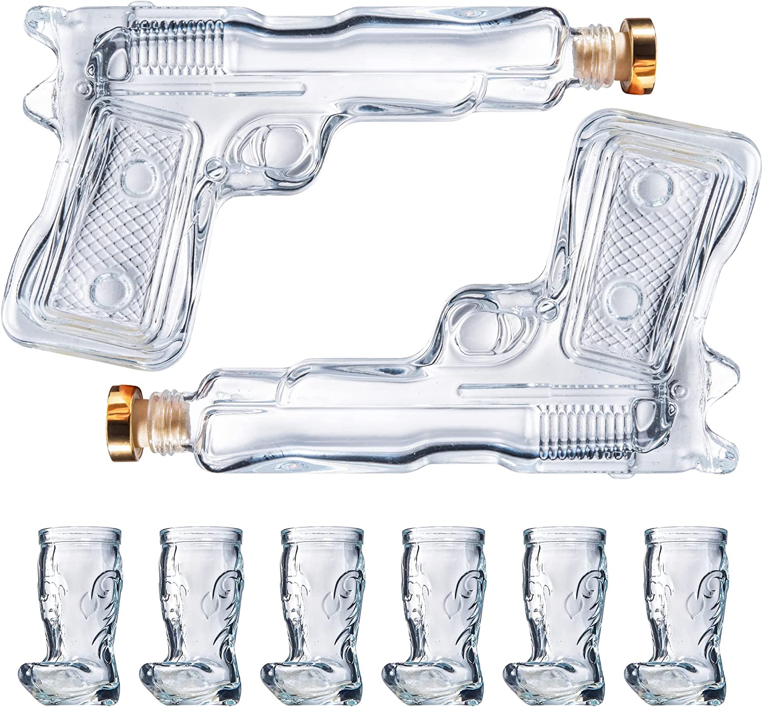 Pistol & Shotglasses Decanter Party Serving Holster Set-4