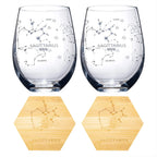 Set of 2 Zodiac Sign Wine Glasses with 2 Wooden Coasters (Sagittarius)-4