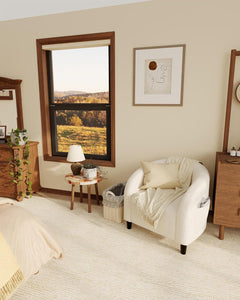 Beige Boucle Barrel Armchairs For Contemporary Living