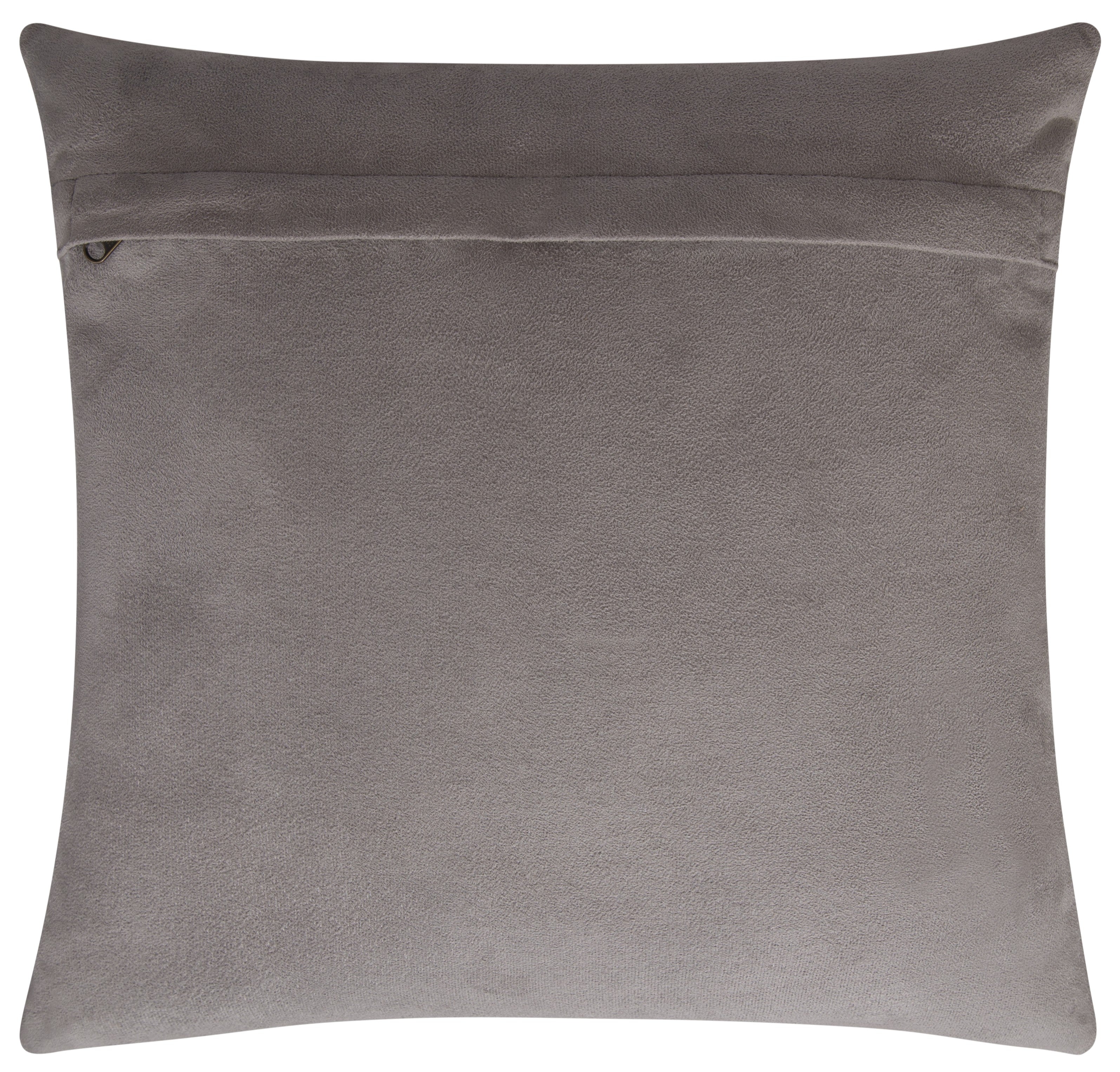 Genuine Cowhide Leather Decorative Throw Pillow - Gray and Ivory Diamond Patchwork, 20x20
