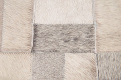 Genuine Cowhide Leather Decorative Throw Pillow - Gray and Ivory Diamond Patchwork, 20x20