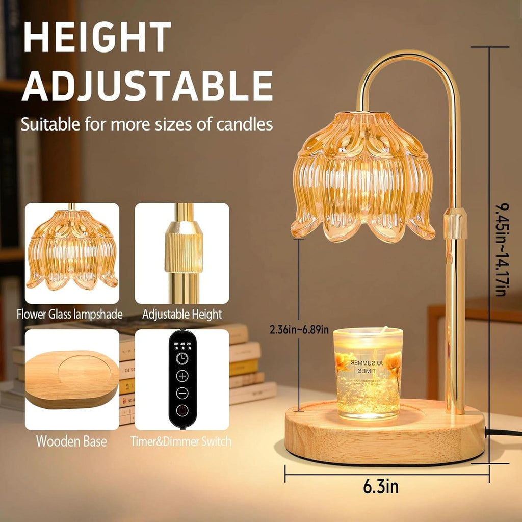 Flower Amber Decorative Candle Warmer Timer Tabletop