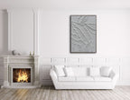 Framed White Textured Canvas WallArt 24x36 Inches Matte Sleek-3