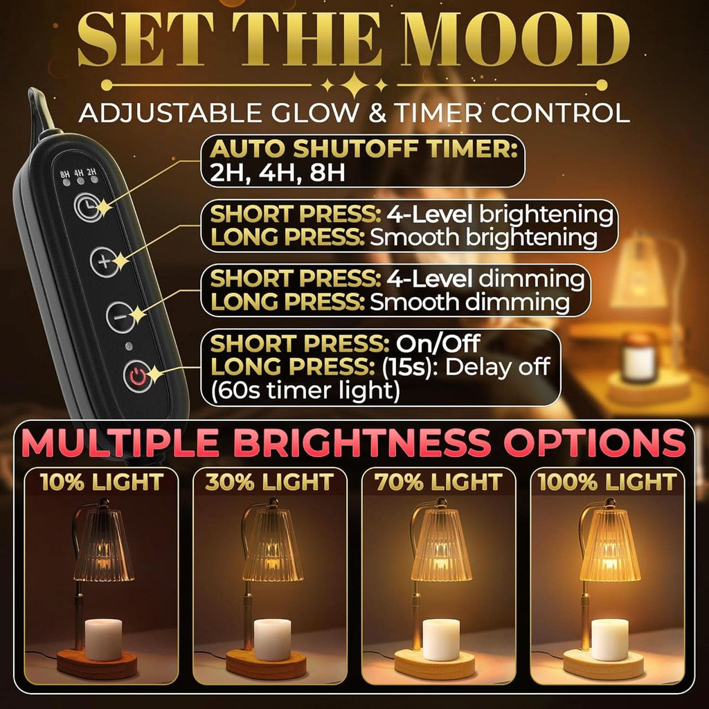 Elegant Walnut Finish Adjustable Candle Warmer Lamp