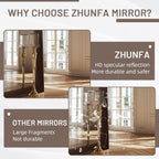 Arched Full Length Mirror 71x32 Inch Brown Solid Wood Frame-4
