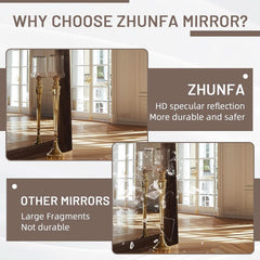 Arched Full Length Mirror 71x32 Inch Brown Solid Wood Frame-4