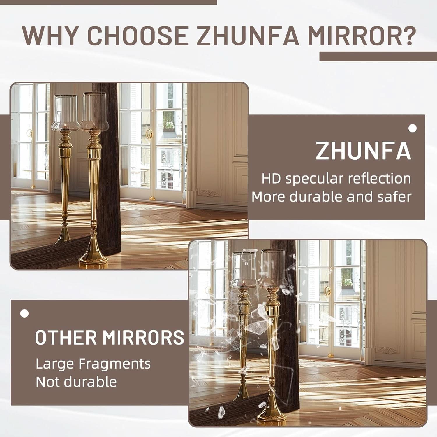 Arched Full Length Mirror 71x32 Inch Brown Solid Wood Frame-4