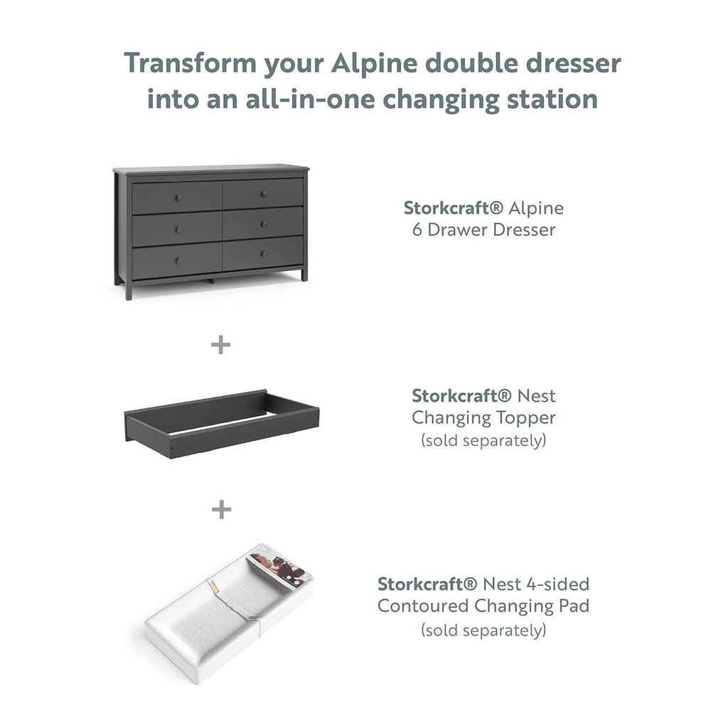 Alpine Gray 6 Drawer Dresser GREENGUARD Gold Certified-4