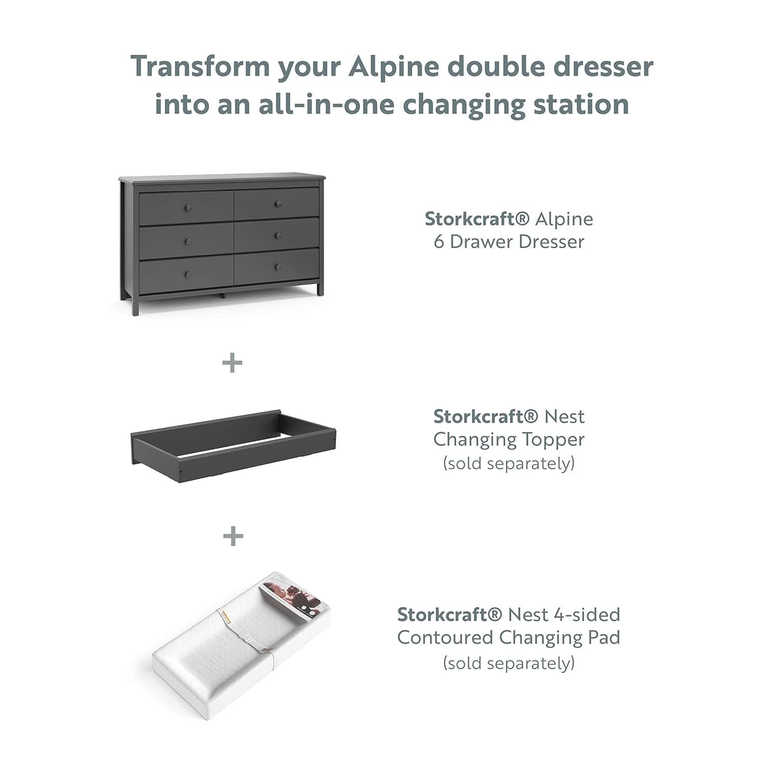 Alpine Gray 6 Drawer Dresser GREENGUARD Gold Certified-4