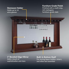 Seville 62x35.5 Inch Walnut Wall Mirror with Shelf-2