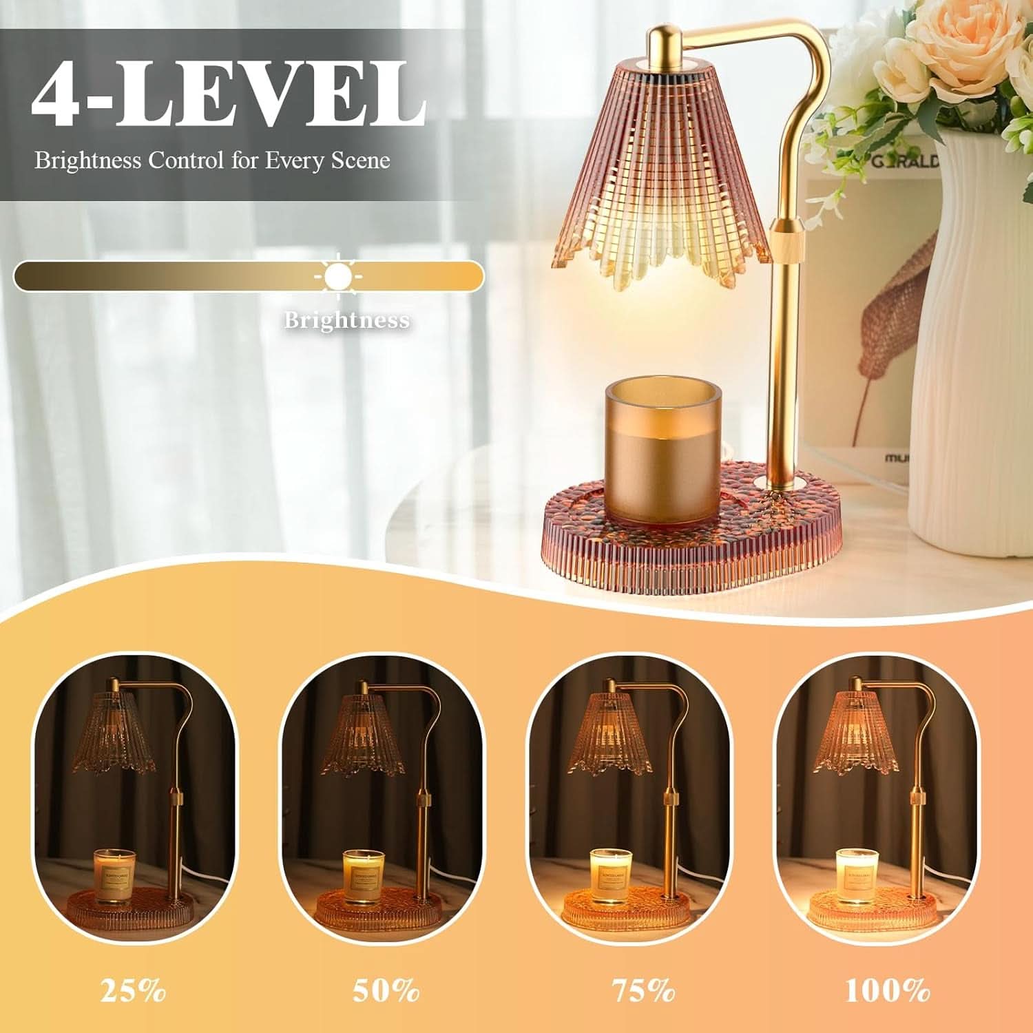 Candle Warmer Lamp With Timer Adjustable Brightness