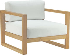 Natural White Teak Wood Outdoor 6-Piece Sectional Sofa Set-2