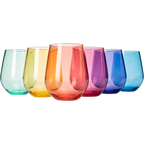 European Style Crystal, Stemless Wine Glasses, 15oz-0