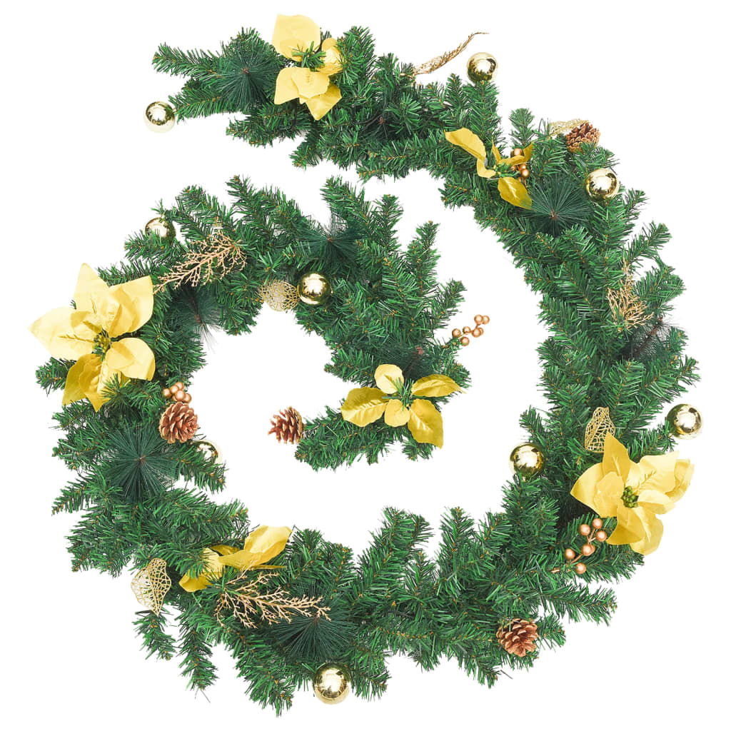 vidaXL Christmas Garland Holiday Artificial Xmas Garland with LED Lights PVC-3
