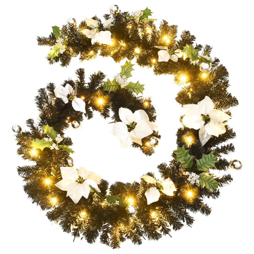 vidaXL Christmas Garland Holiday Artificial Xmas Garland with LED Lights PVC-2