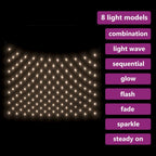 vidaXL Christmas Net Light with 8 Modes Xmas Trees Light Outdoor LED Lights-2
