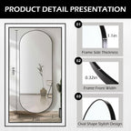 Architectural Arched Full Length Mirror 64x21 Inches Black-1