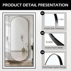 Architectural Arched Full Length Mirror 64x21 Inches Black-1