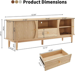 Natural Finish Entertainment Console With Sliding Door-1