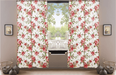 DaDa Bedding Set of 2-Pieces Romantic Roses Pink Floral Sheer Window Panel Curtains (JHW-879)