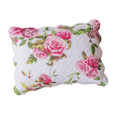 DaDa Bedding Romantic Roses Spring Floral Pink Scalloped Pillow Sham 1-Piece (JHW879)-0