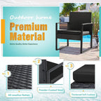 Black Cushioned Outdoor All Weather Patio Conversation Set-3