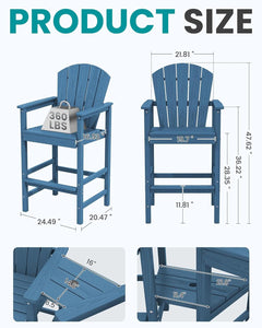 Widened Tall Adirondack Chairs Set with Double Tray-1