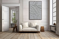 Framed White Textured Canvas WallArt 24x36 Inches Matte Sleek-2