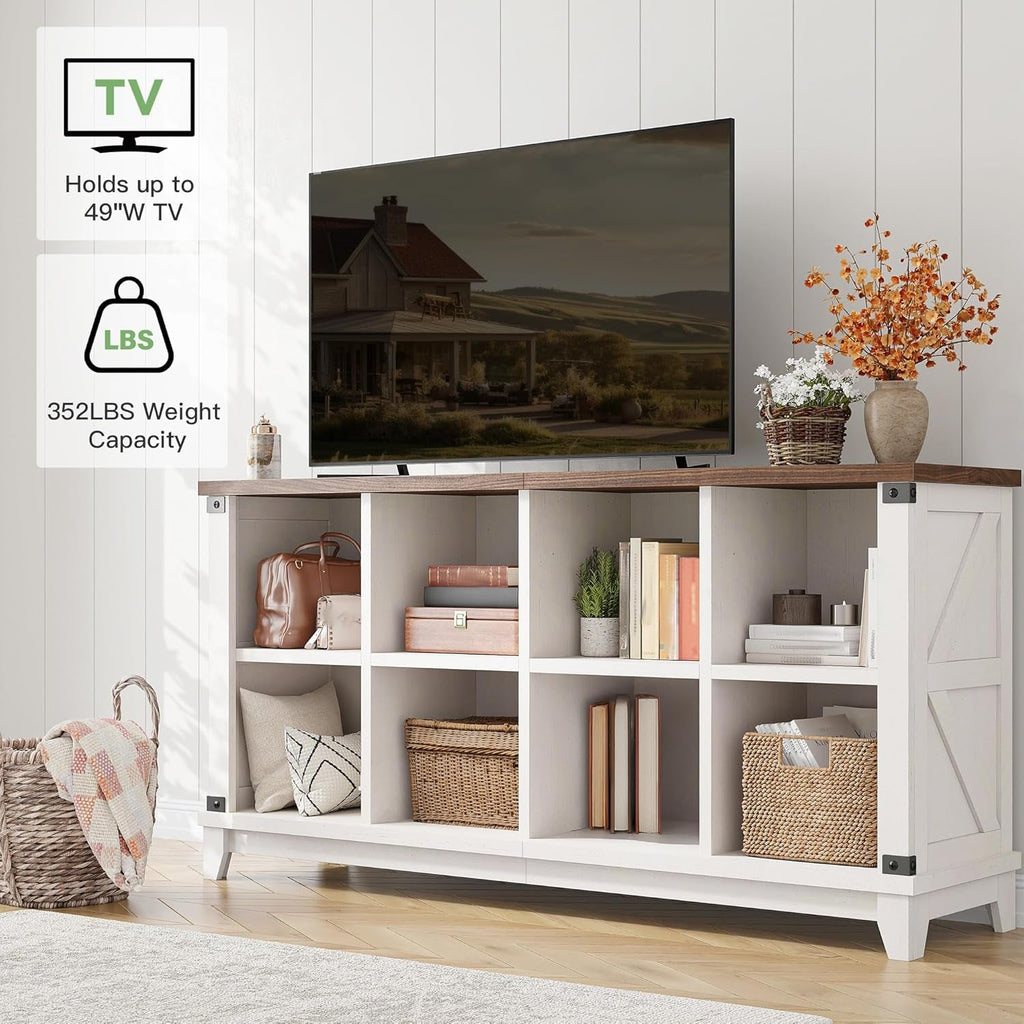 White Farmhouse Eight Cube Storage System Display Shelf-4
