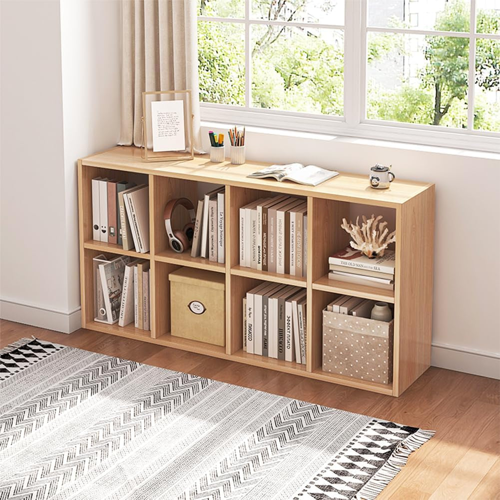Eight Cube Organizer Bookcase Stackable Open Shelf Oak-0