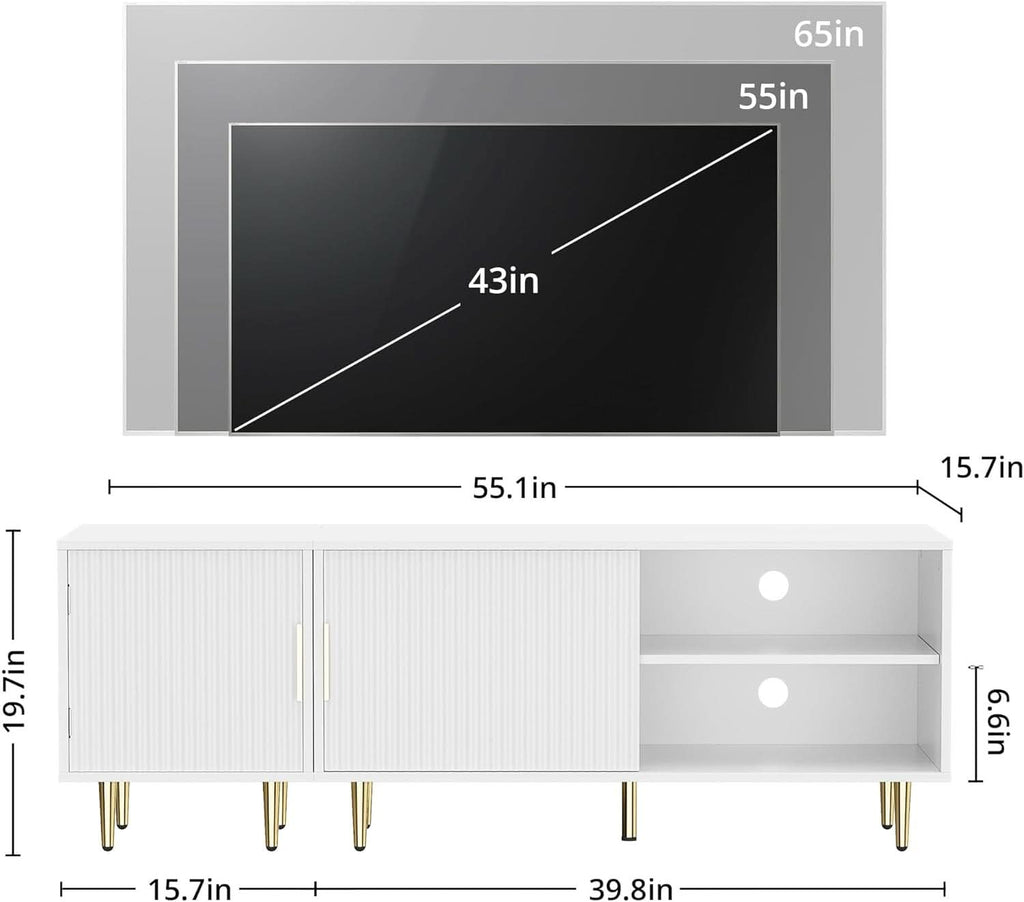 65 Inch TV Stand White Oak Entertainment-1