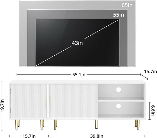 65 Inch TV Stand White Oak Entertainment-1
