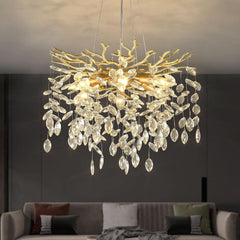 Gold Crystal Tree Branch Chandelier 18 Inch K9 Crystals-0