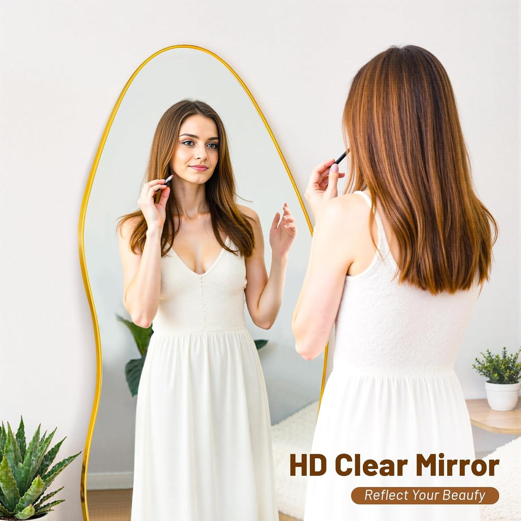 68 Inch Full Length Floor Standing Mirror Gold Frame-4