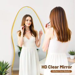 68 Inch Full Length Floor Standing Mirror Gold Frame-4