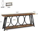 70.9 Inch Rustic Brown Industrial Grade Console Table-0