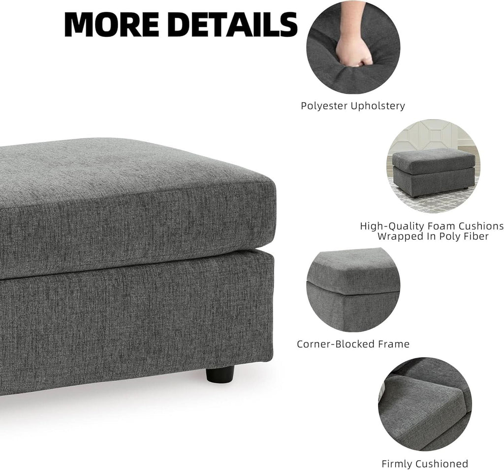 Stairatt Rectangular Gray Upholstered Ottoman Cushioned-4