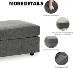 Stairatt Rectangular Gray Upholstered Ottoman Cushioned-4