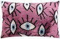 Canvello Handmade Velvet Evil Eye Pattern Pillow – 16x24 Luxury Decorative Throw Cushion for Home Decor – Feather Down Insert, Vegetable-Dyed, Vibrant Pink Purple Accent for Sofa, Couch & Furniture,