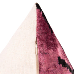 Canvello Handmade Velvet Evil Eye Pattern Pillow – 16x24 Luxury Decorative Throw Cushion for Home Decor – Feather Down Insert, Vegetable-Dyed, Vibrant Pink Purple Accent for Sofa, Couch & Furniture,