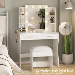 Vanity Desk White Ceramic Finishes LED Illumination-1
