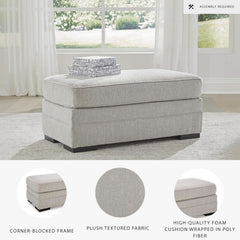 Eastonbridge Upholstered Rectangular Ottoman Light Gray-3
