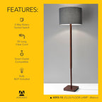 Floor Lamp Walnut Grey Shade Adjustable Fifty Eight Inch Tall-4