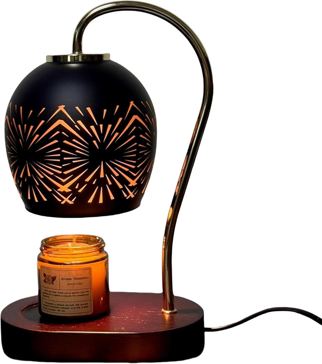 Candle Warmer Lamp Dimmable Black Hollow Lampshade