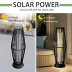 2 Piece Solar Powered Lantern Wicker Solar Patio Lamp-3