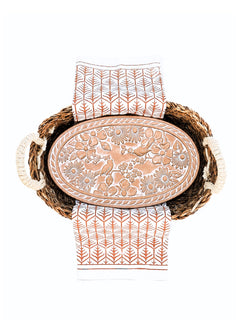 Bread Warmer & Basket Gift Set with Tea Towel - Garden Oval