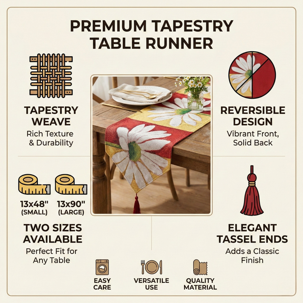 Tache Loves Me Not Daisy Tapestry Table Runner (9046)-2